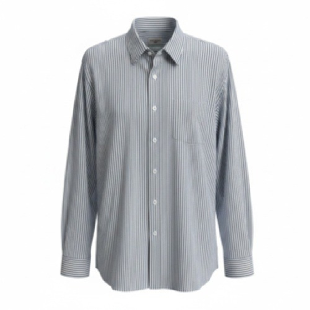 Dockers Mens XXL Long Sleeve Striped Button‎ Down Shirt Blue White Black Cotton